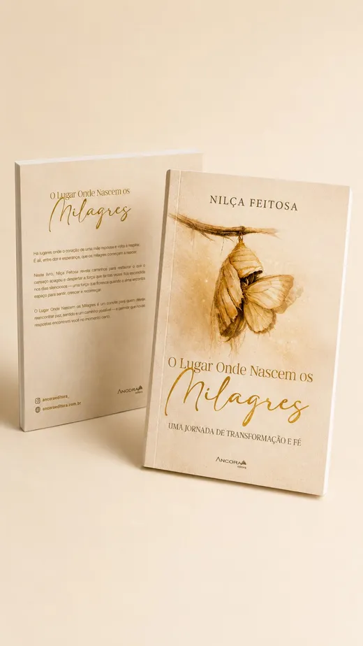 Capa e contracapa do livro O lugar onde nascem os milagres exibidas lado a lado